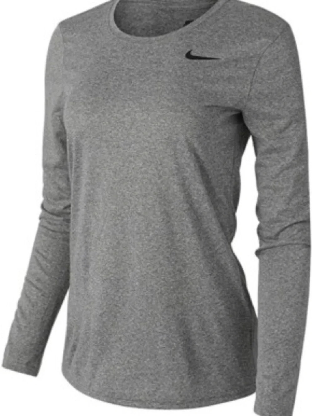 Nike Legend Long Sleeve athletic active T-shirt Gray Black Swoosh Dri Fit medium